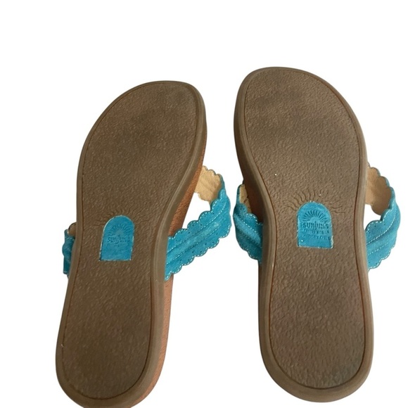 G.H. BASS & CO. SUNJUNS TURQUOISE SUEDE LEATHER THONG FLIP FLOPS SANDALS 9M - Picture 8 of 12